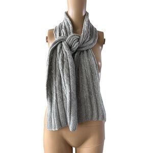 Banana Republic Lambswool Blend Scarf Long Soft Cable Knit Gray Sequins